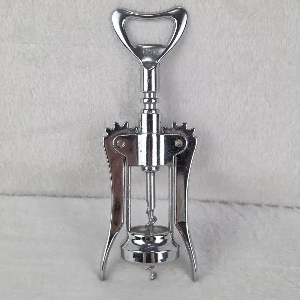 Vintage‎ Italian Wing Corkscrew Bottle Opener Chrome Italy Bar Tool